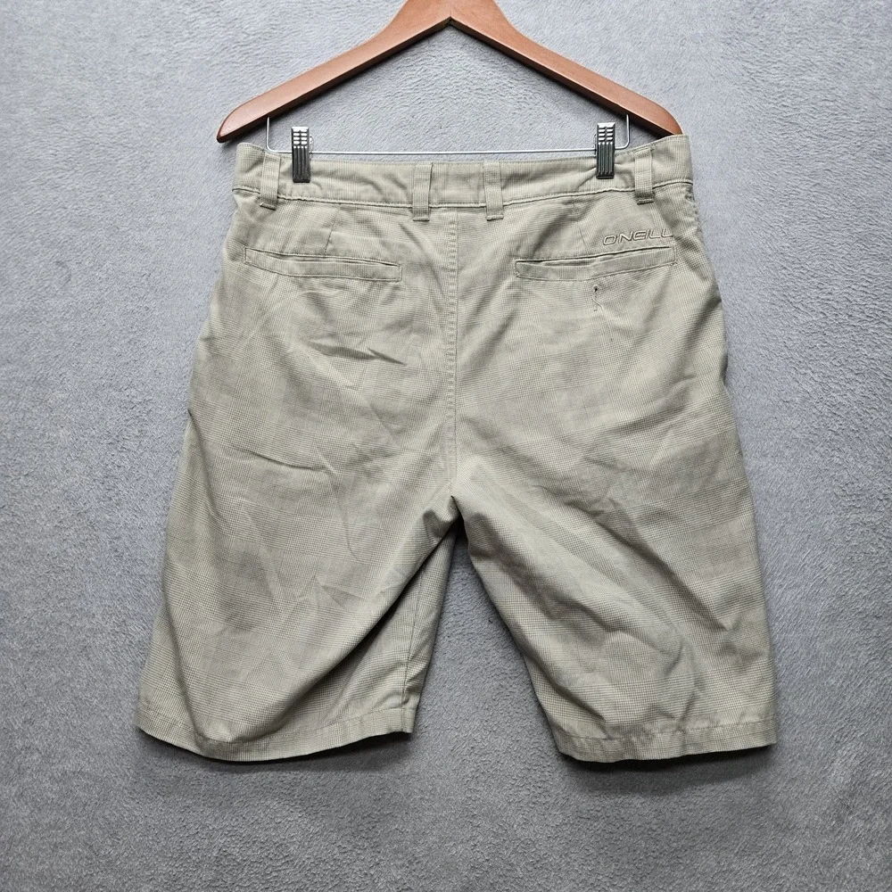 O'Neill Men Shorts 32 Khaki Embroidered Plaid Chino Button 10